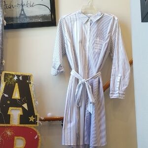 Striped Blue and White Dress Shirt Button Down Dress